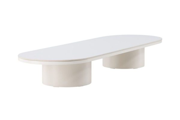 Table basse Alba beige 190 x 60 cm – Pierre frittée