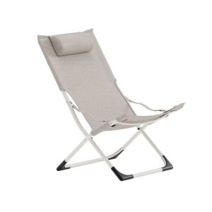 Transat Sélia pliant avec coussin cervical – chaise longue extérieure