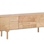 Buffet bois ESKA en hévéa naturel 180 cm avec façade graphique et pieds arrondis pour salon ou salle à manger