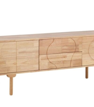 Buffet bois ESKA en hévéa naturel 180 cm avec façade graphique et pieds arrondis pour salon ou salle à manger