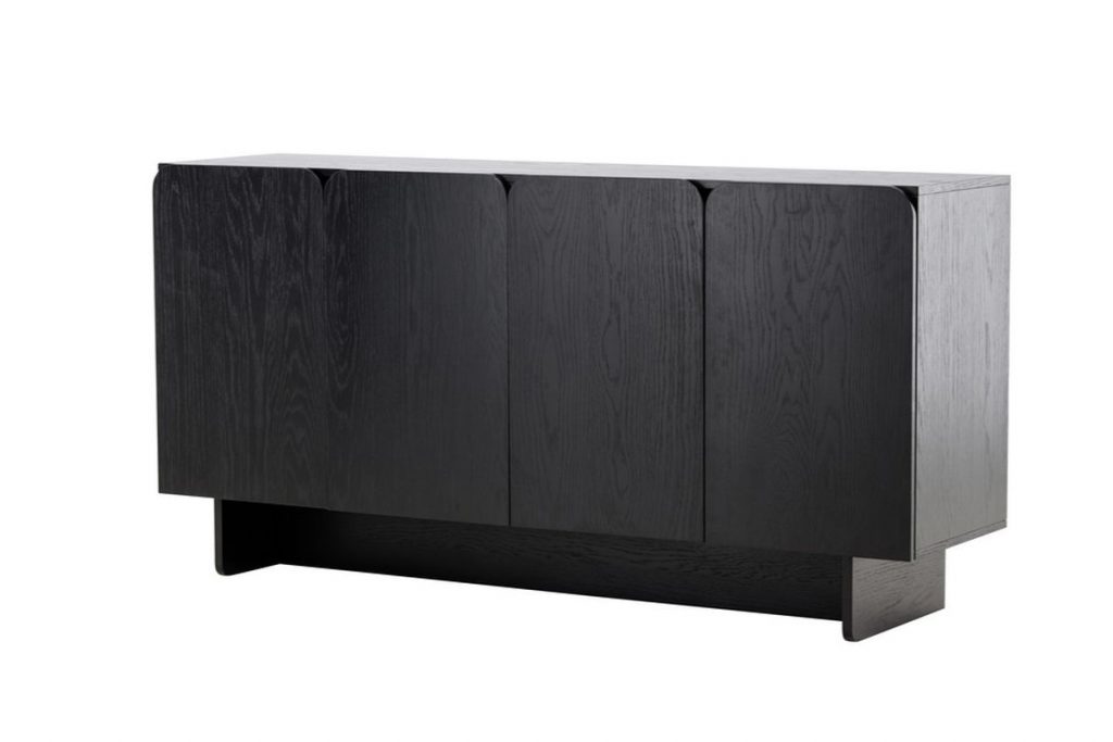 Buffet Tyra noir avec portes, meuble de rangement design épuré pour salon ou salle à manger