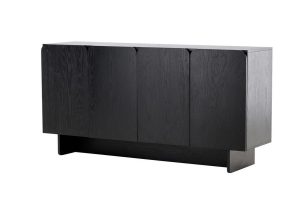 Buffet Tyra noir avec portes, meuble de rangement design épuré pour salon ou salle à manger
