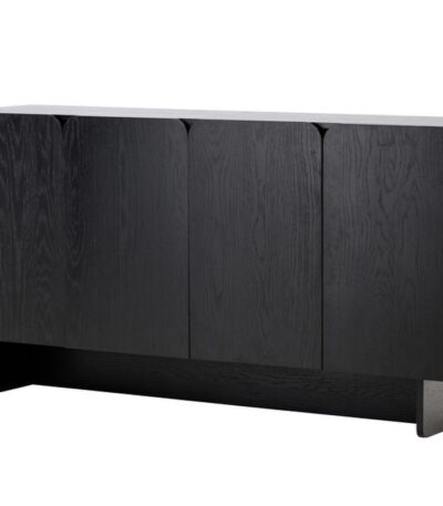 Buffet Tyra noir avec portes, meuble de rangement design épuré pour salon ou salle à manger