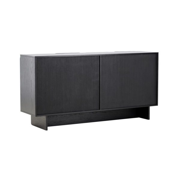 Buffet Tyra noir avec portes, meuble de rangement design épuré pour salon ou salle à manger
