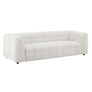 Canapé 3 places Marylou beige en tissu polyester, canapé 3 places design arrondi pour salon