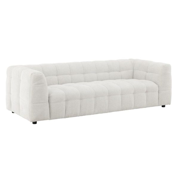 Canapé 3 places Marylou beige en tissu polyester, canapé 3 places design arrondi pour salon