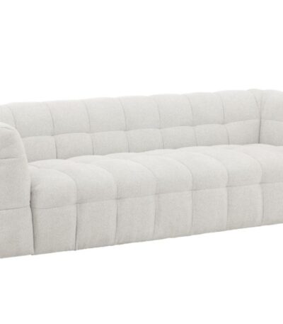 Canapé 3 places Marylou beige en tissu polyester, canapé 3 places design arrondi pour salon