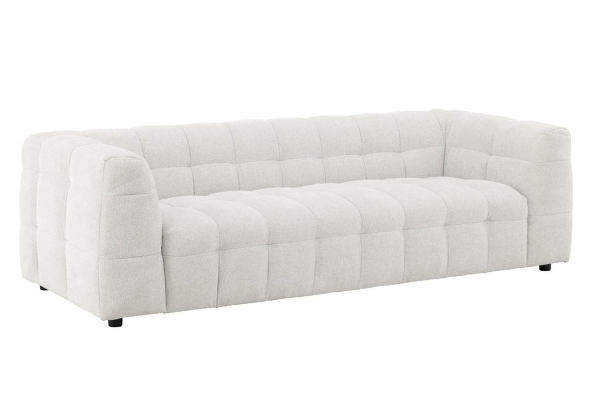 Canapé 3 places Marylou beige en tissu polyester, canapé 3 places design arrondi pour salon