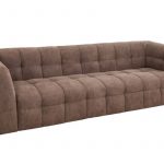 Canapé 3 places Marylou marron en tissu polyester, canapé 3 places design arrondi pour salon