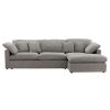 Canapé d’angle Amaro en tissu polyester gris foncé avec méridienne, canapé moderne pour salon confortable