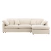 Canapé d’angle Amaro beige en tissu avec méridienne, canapé 3 places confortable pour salon lumineux