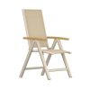 Chaise de jardin Paloma en aluminium et textilène beige avec accoudoirs teck, chaise extérieure réglable pour terrasse