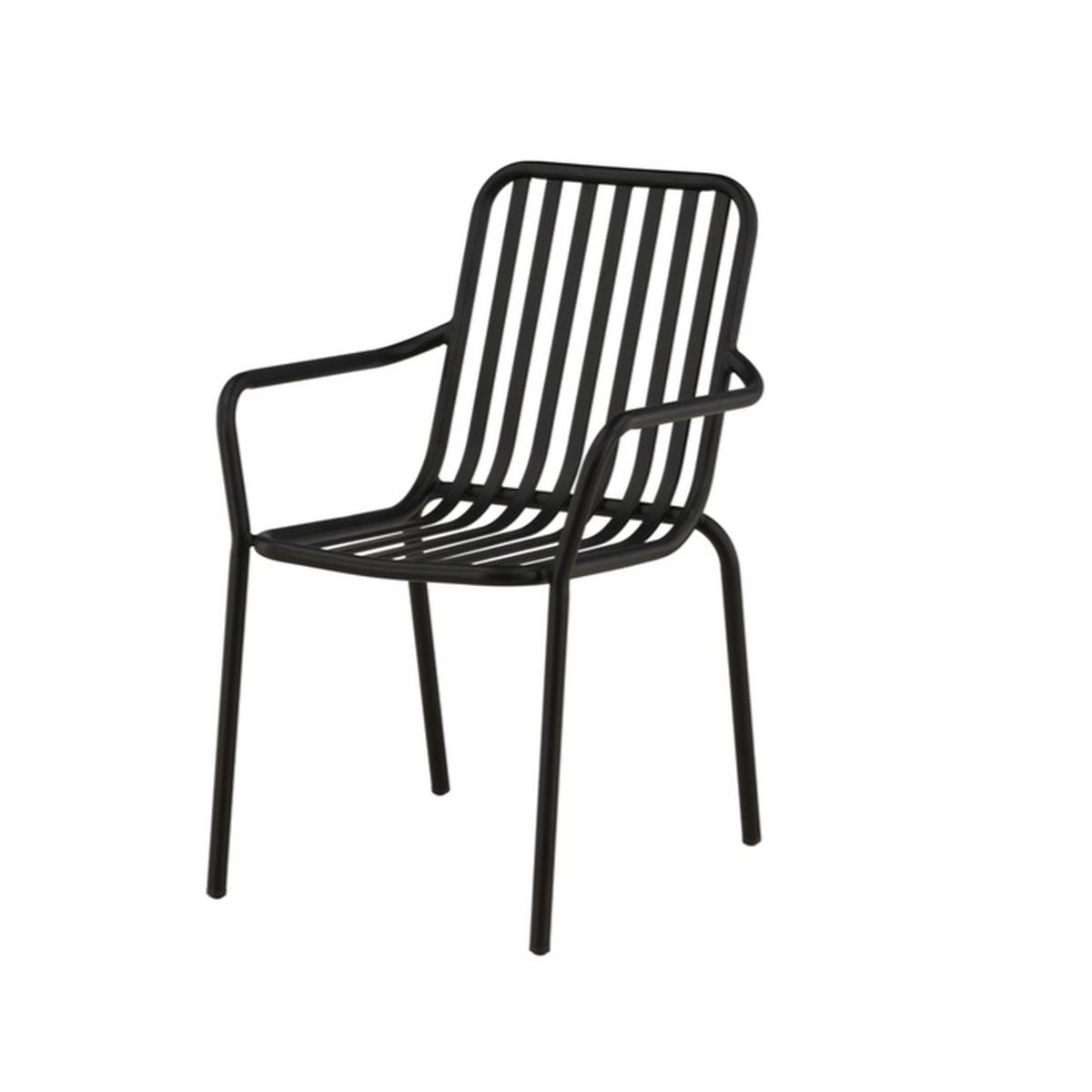 chaise de jardin petra en alu_esprit rotin home (2) Chaise de jardin Petra en aluminium noir avec accoudoirs, chaise extérieure empilable pour terrasse