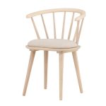 Chaise en bois Bonnie avec coussin beige, finition blanchie ou noire, lot de 2 pour salle à manger