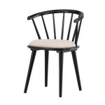 Chaise en bois Bonnie Noir avec coussin beige, lot de 2 pour salle à manger