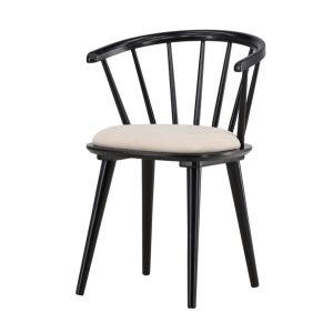 chaise de salle a manger bonnie noire (3) Chaise en bois Bonnie Noir avec coussin beige, lot de 2 pour salle à manger