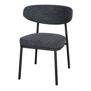 Chaise Reda avec structure métal noir, chaise rembourrée design moderne pour salle à manger