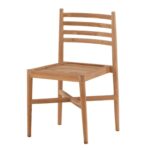 Chaise en bois JEANNE en teck naturel, chaise de salle à manger empilable style campagne chic