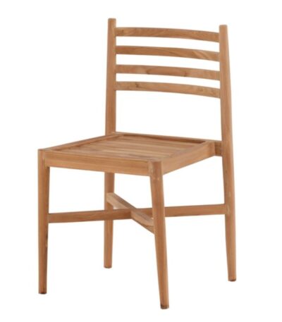 Chaise en bois JEANNE en teck naturel, chaise de salle à manger empilable style campagne chic