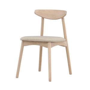 Chaise en bois Venda avec coussin beige, lot de 2 chaises salle à manger design en chêne blanchi ou noir