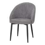 Chaise rembourrée grise Clara en tissu avec pieds noirs style Mid-Century.