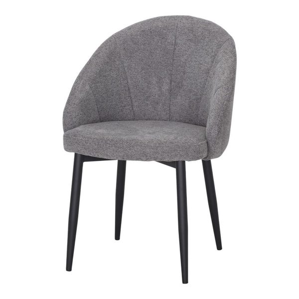 chaise en tissu clara_esprit rotin home (3) Chaise Clara tissu gris avec pieds noirs, chaise mid-century pour salle à manger moderne