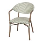 Chaise Ludine en aluminium imitation bambou et tressage rotin synthétique, idéal pour terrasse et jardin.
