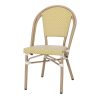 chaise extérieur bistrot solene_esprit rotin home (2) Chaise SOLÈNE jaune et blanche en rotin synthétique avec structure imitation bambou pour extérieur