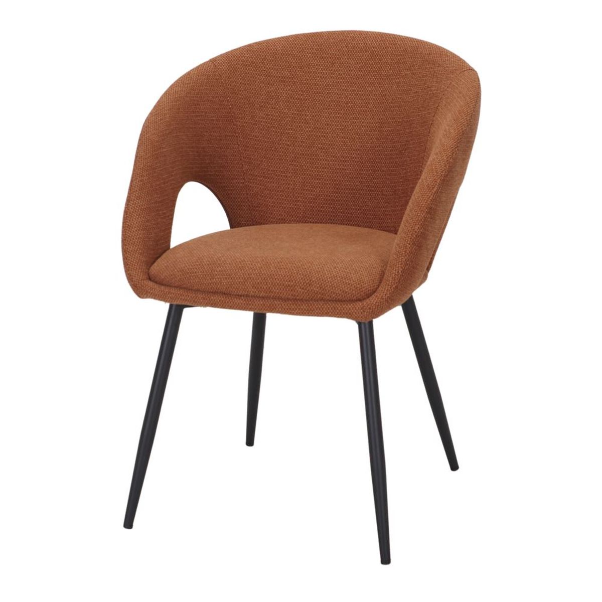 chaise rembourrée salle a manger gina_esprit rotin home (11) Chaise rembourrée ocre Gina en tissu avec accoudoirs et pieds noirs fuselés, chaise contemporaine salle à manger