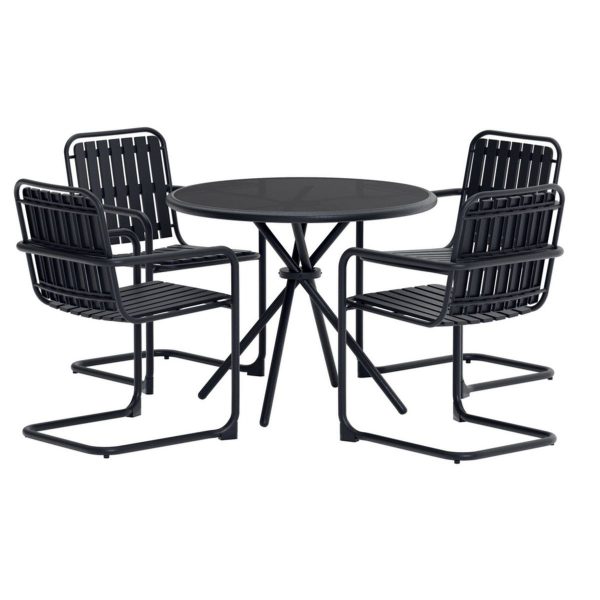 ensemble repas chelsy_esprit rotin home (4) Ensemble repas Chelsy avec table ronde et quatre chaises en métal.