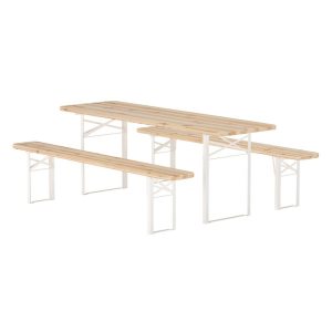Ensemble repas Guler en sapin noble avec table rectangulaire et deux bancs