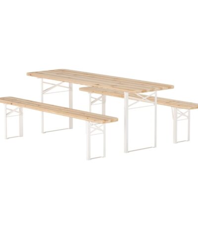 Ensemble repas Guler en sapin noble avec table rectangulaire et deux bancs