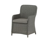 fauteuil de jardin Wesley_esprit rotin home (4) Fauteuil de jardin Wesley en résine tressée grise avec coussin, fauteuil extérieur confortable pour terrasse