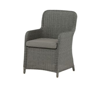 fauteuil de jardin Wesley_esprit rotin home (4) Fauteuil de jardin Wesley en résine tressée grise avec coussin, fauteuil extérieur confortable pour terrasse