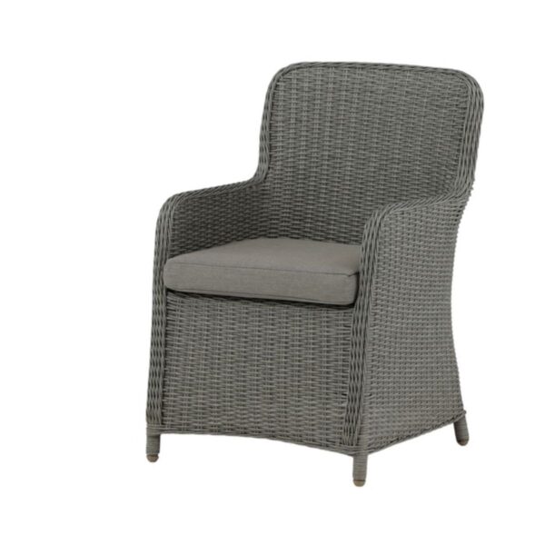 fauteuil de jardin Wesley_esprit rotin home (4) Fauteuil de jardin Wesley en résine tressée grise avec coussin, fauteuil extérieur confortable pour terrasse