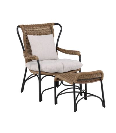 Fauteuil de jardin Lorenzo avec repose-pieds et coussins pour terrasse