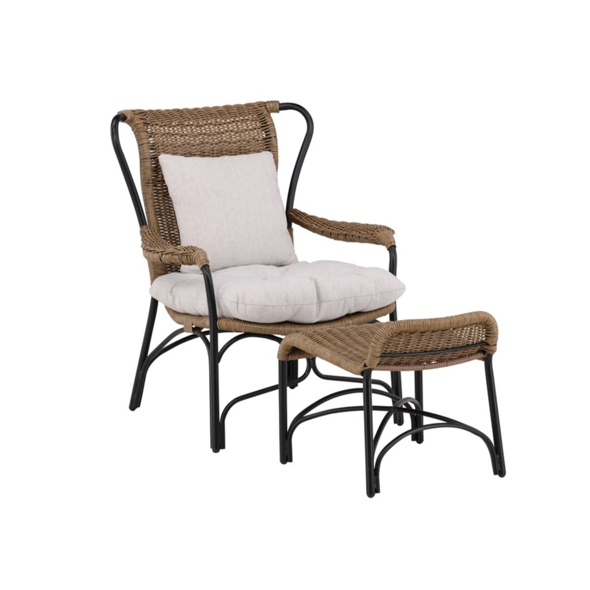 Fauteuil de jardin Lorenzo avec repose-pieds et coussins pour terrasse