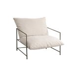 Fauteuil Deven en métal et coussins tissu pour salon ou coin détente intérieur