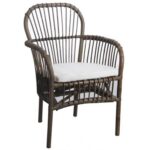 Fauteuil en rotin NOA avec coussin, fauteuil rotin ajouré blanc ou gris pour salon ou véranda