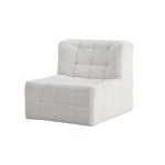 Fauteuil Marylou beige en tissu polyester, fauteuil design sans accoudoirs pour salon