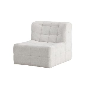 Fauteuil Marylou beige en tissu polyester, fauteuil design sans accoudoirs pour salon