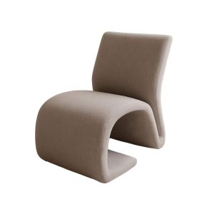 Fauteuil Ruvo en tissu effet lin beige, design épuré pour salon ou chambre.