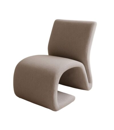 Fauteuil Ruvo en tissu effet lin beige, design épuré pour salon ou chambre.