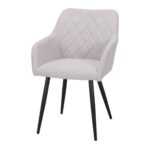 fauteuil tapissé cliford (1) Chaise rembourrée beige Cliford en tissu avec accoudoirs et pieds noirs, pour salle a manger