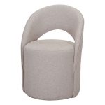 Pouf tissu beige Dune avec dossier arrondi, pouf design compact et enveloppant pour salon