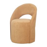 Pouf tissu Dune avec dossier arrondi, pouf design compact et enveloppant pour salon