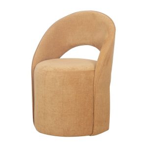 Pouf tissu Dune avec dossier arrondi, pouf design compact et enveloppant pour salon
