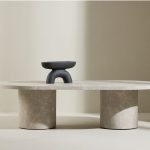 Table basse Alba beige 120 x 60 cm – Effet marbre