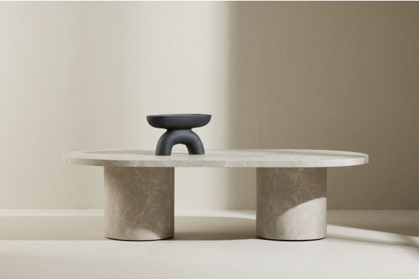 Table basse Alba beige 120 x 60 cm – Effet marbre