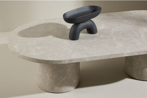 Table basse Alba beige 120 x 60 cm – Effet marbre